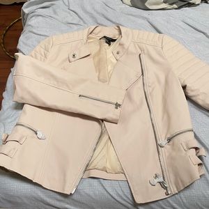 Ivory leather jacket in Medium